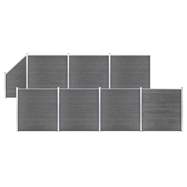 vidaXL WPC Fence Set 7 Square + 1 Slanted 516.1"x73.2" Gray