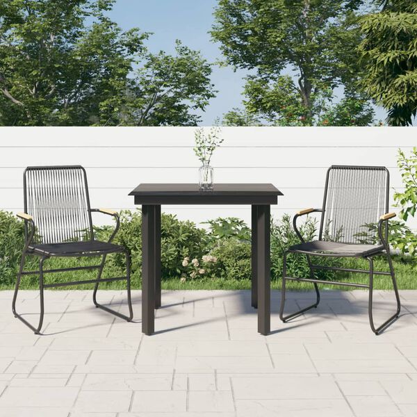 vidaXL Garden Dining Set Black PVC Rattan Small Durable