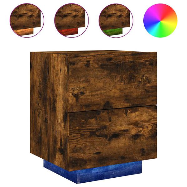 vidaXL Bedside Cabinet Smoked oak Engineered wood Standard Bedside Table