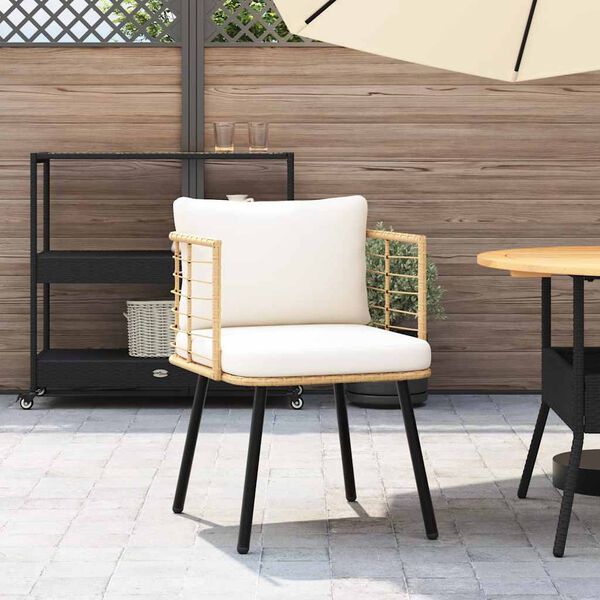 vidaXL Patio Chair with Cushions Natural Poly Rattan