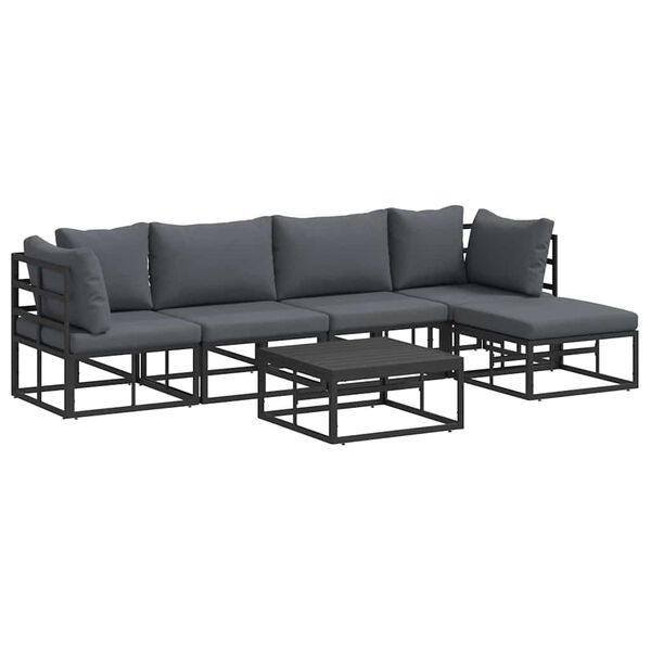 vidaXL Garden Sofa Set with Cushion 6 pcs Black Aluminium