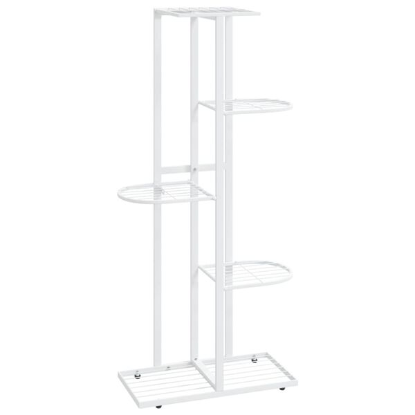 vidaXL Plant Stand White Metal Shelving Plant Stand Rectangular