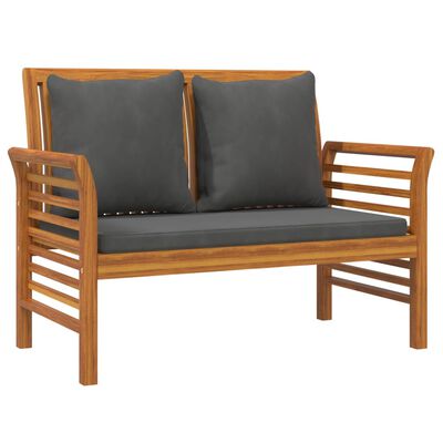 vidaXL Sofa Bench with Dark Gray Cushions Solid Wood Acacia