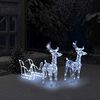 vidaXL Reindeer And Sleigh Christmas Decoration Cold White Acrylic Medium