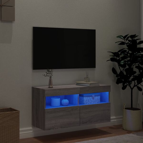 vidaXL TV Wall Cabinet Grey Sonoma Engineered Wood Medium