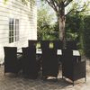 vidaXL 9 Piece Patio Dining Set with Cushions Poly Rattan Black