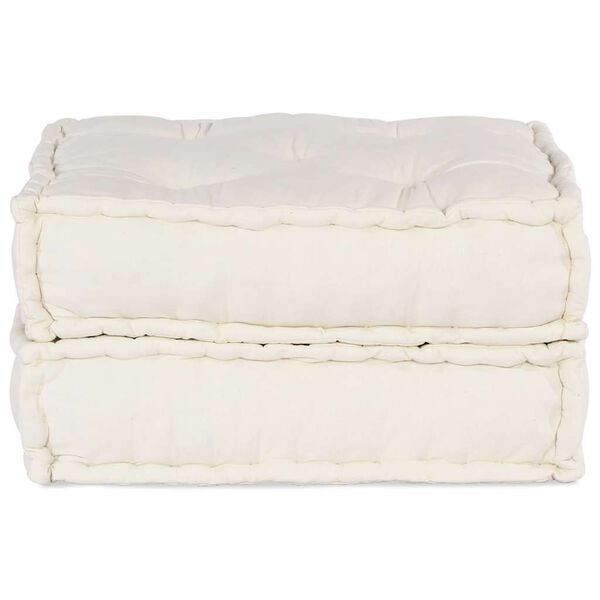 vidaXL Pouffe Cream 100% cotton, 70% recycled cotton, 30% foam Large