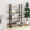 vidaXL Book Cabinet Brown and Black Solid pine wood and metal Medium