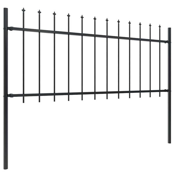 vidaXL Garden Fence with Spear Top Steel 281.3"x31.5" Black