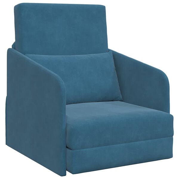 vidaXL Sofa Bed Blue 25.59 x 31.50 x 32.68 in Velvet