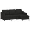 vidaXL 3-seater Sofa With Footstool Black Polyester, Metal, Plywood, Foam
