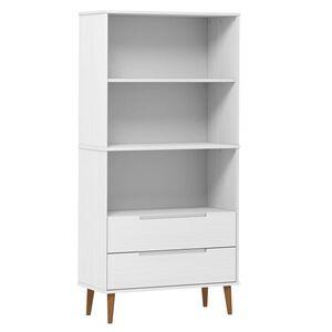 vidaXL Bookcase White Solid pine wood, engineered wood Medium Bookcase