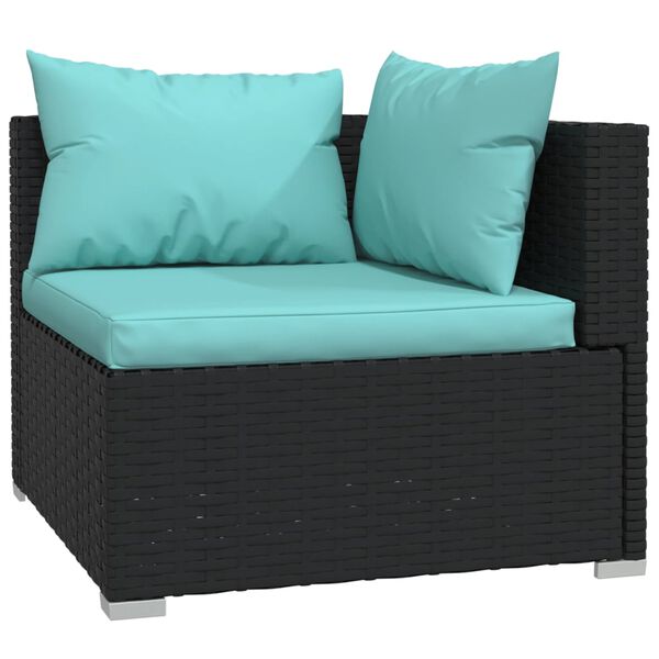 vidaXL Garden Lounge Set Black PE rattan, powder-coated steel, plastic