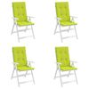 vidaXL Patio Highback Chair Cushions 4 pcs Bright Green 47.2x19.7x1.2" Fabric