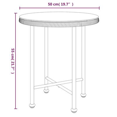 vidaXL Dining Table Ø19.7" Tempered Glass and Steel