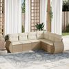 vidaXL Garden Sofa Set Beige PE rattan Large Adjustable Armrests