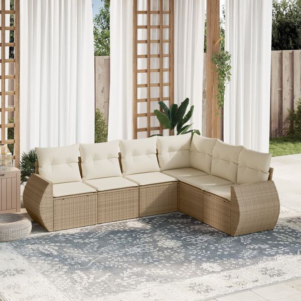 vidaXL Garden Sofa Set Beige PE rattan Large Adjustable Armrests