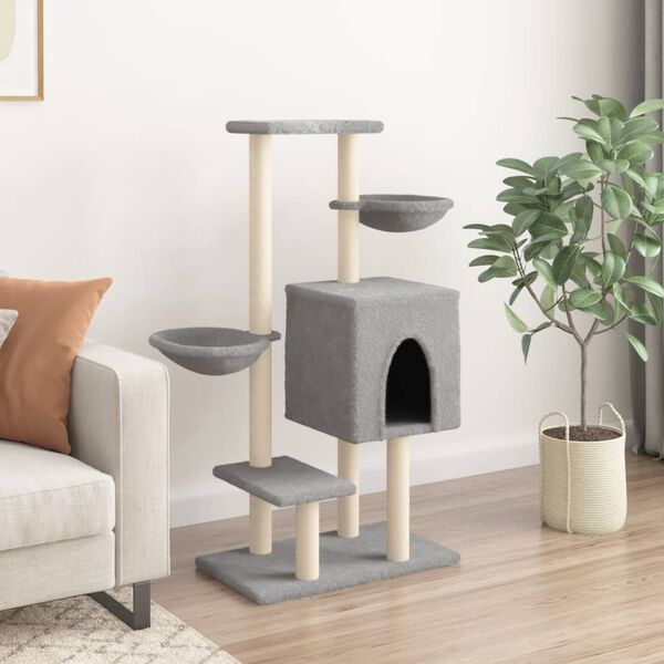 vidaXL Cat Tree Light grey Engineered wood Large