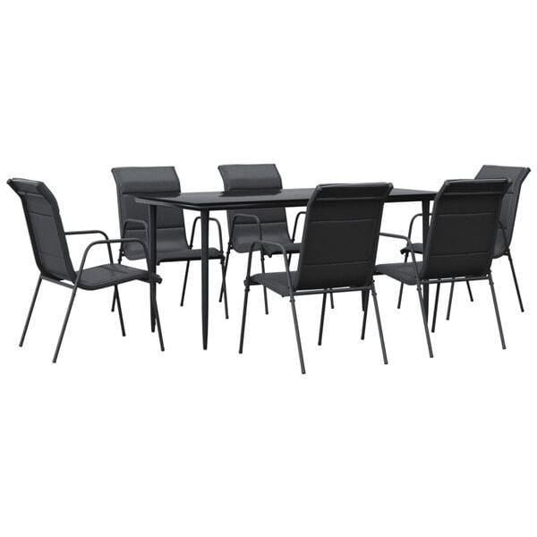 vidaXL Garden Dining Set Black Powder-coated steel Standard Durable