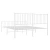 vidaXL Bed Frame White Powder-Coated Steel Double Bed Frame