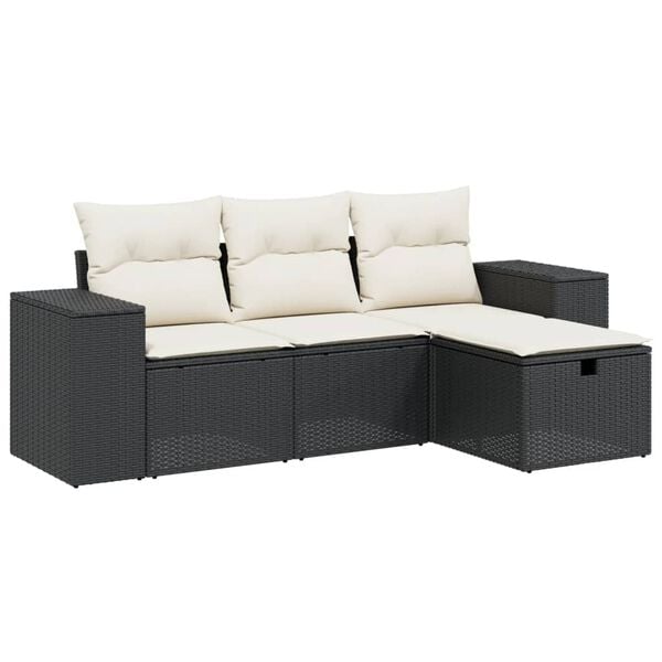 vidaXL Garden Sofa Set Black Poly Rattan Large Durable Garden Sofa Set