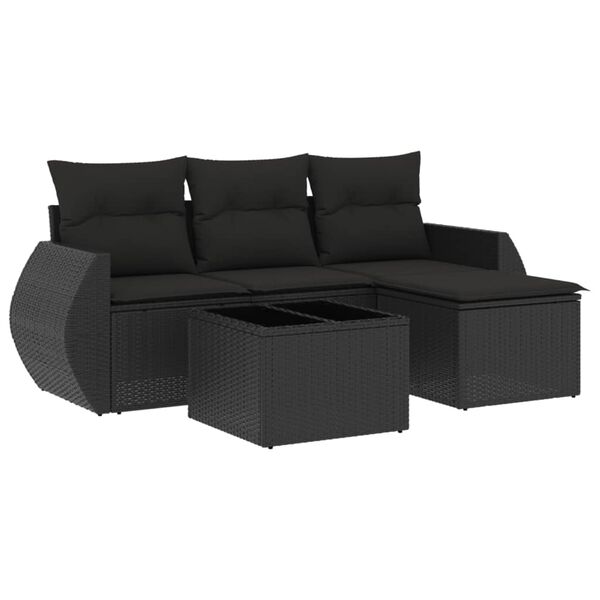vidaXL Garden Sofa Set Black PE Rattan Large Modular Garden Sofa Set