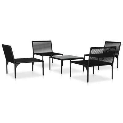 vidaXL 5 Piece Patio Lounge Set with Cushions Black PVC