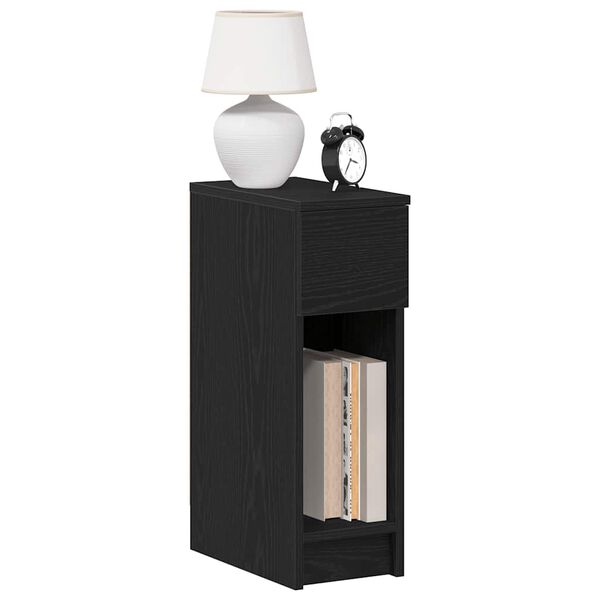 vidaXL Bedside Cabinet Black Oak Engineered Wood Compact Bedside Cabinet