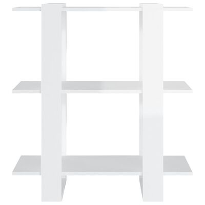 vidaXL Book Cabinet/Room Divider High Gloss White 31.5"x11.8"x34.3"