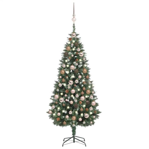 vidaXL Artificial Pre-lit Christmas Tree with Ball Set&Pine Cones 70.9"
