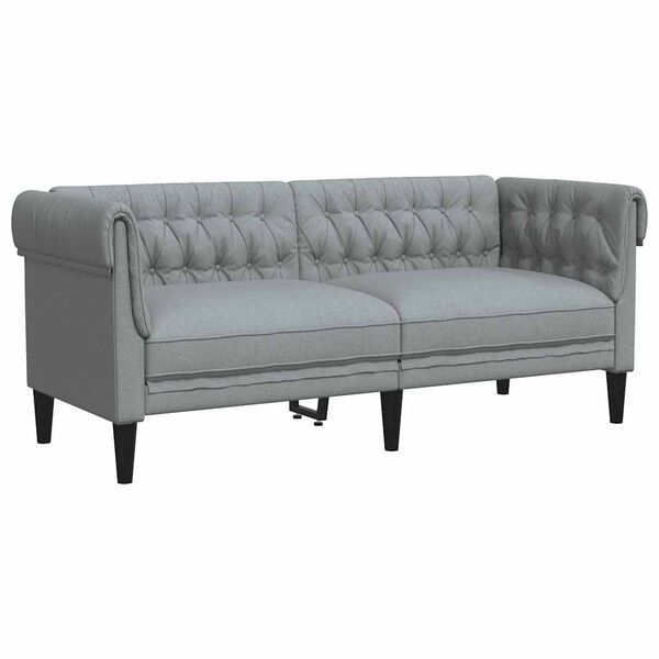 vidaXL Chesterfield Sofa Light Grey Fabric (100% polyester) 2-seater