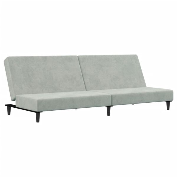 vidaXL Sofa Bed Light gray Velvet (100% polyester), wood, plastic 2-Seater
