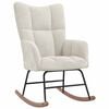 vidaXL Rocking Chair With Stool Cream White Velvet Medium Rocking Chair