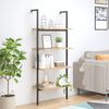 vidaXL Leaning Shelf Light brown and black Engineered wood, steel Medium
