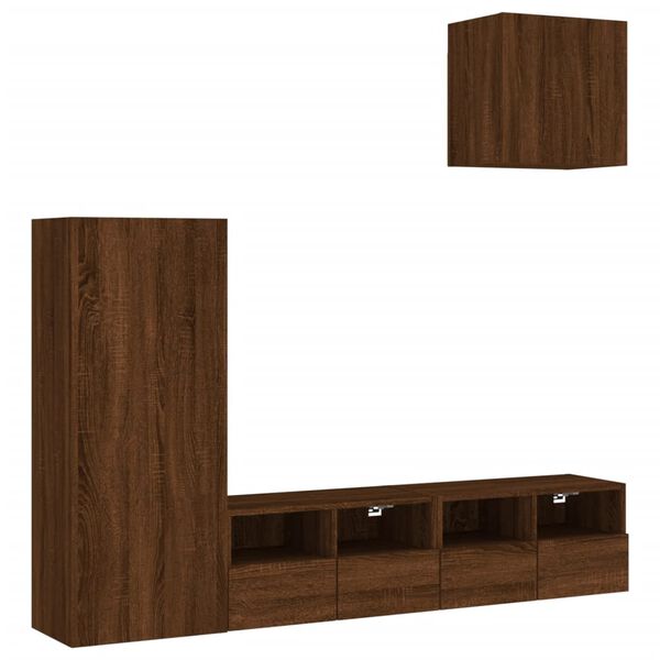 vidaXL TV Wall Unit Brown Oak Engineered Wood Medium TV Wall Unit