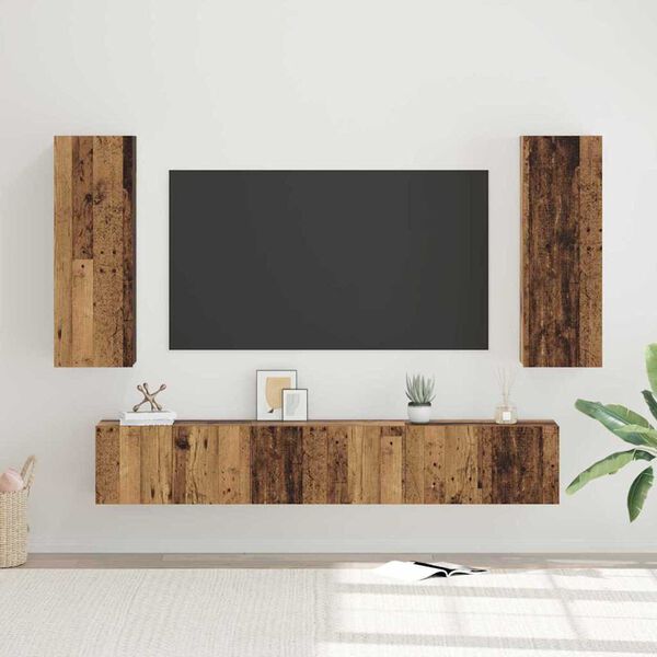 vidaXL TV Cabinet Set Wall-mounted 5 pcs Old Wood Engineered Wood
