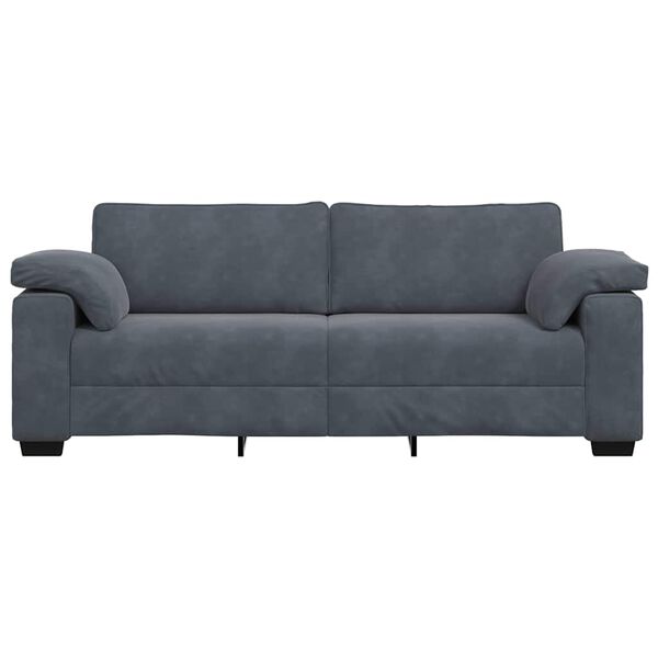 vidaXL 3-seater Sofa Dark Grey Velvet, Polyester, Plywood, Steel