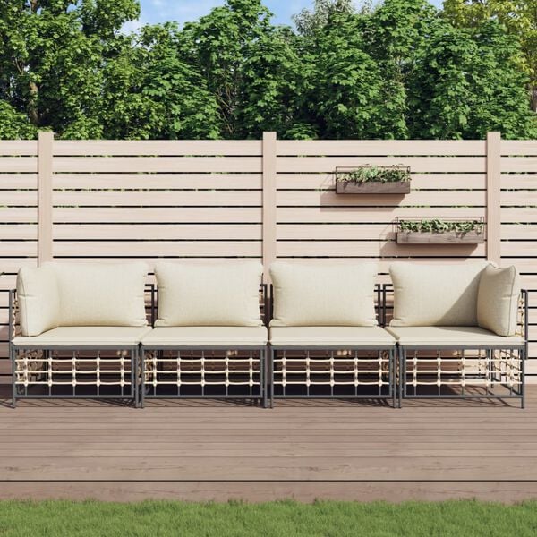 vidaXL Garden Lounge Set Charcoal Poly Rattan Medium Modular