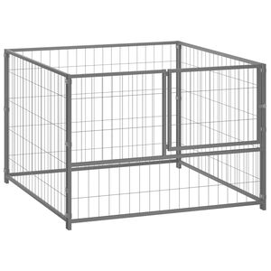 vidaXL Dog Kennel Silver Steel Medium Durable Dog Kennel Square