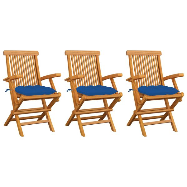 vidaXL Patio Chair Set of 3 Teak Teak Wood, Polyester Standard