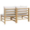 vidaXL Garden Lounge Set Bamboo with Light Grey Cushions