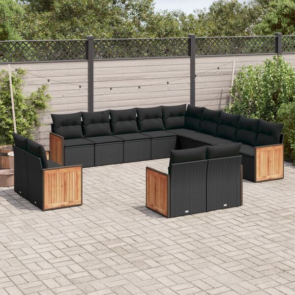 vidaXL Garden Sofa Set Black