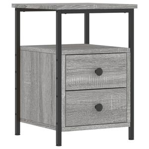 vidaXL Bedside Cabinet Grey Sonoma Engineered wood, Iron Compact