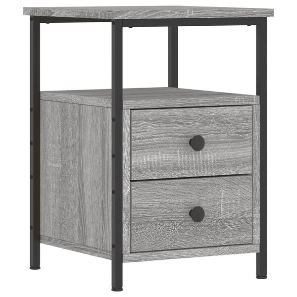 vidaXL Bedside Cabinet Grey Sonoma Engineered wood, Iron Compact