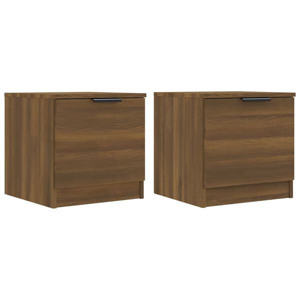 vidaXL Bedside Cabinet Set of 2 Brown Oak Engineered Wood Small