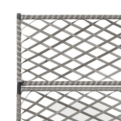 vidaXL Trellis Raised Bed with 3 Pots 32.7"x11.8"x51.2" Poly Rattan Gray