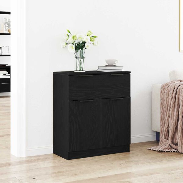vidaXL Sideboard Black Oak 23.62 x 11.81 x 27.56 in Engineered Wood