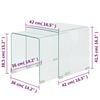 vidaXL Nesting Table Set Set of 2 Clear Tempered safety glass Two Piece