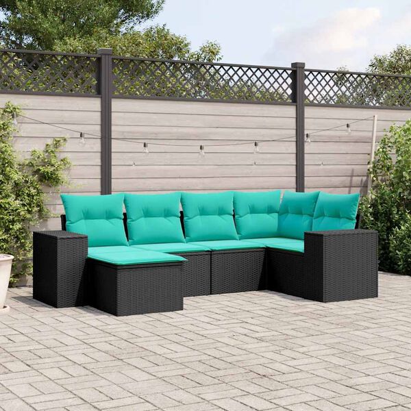 vidaXL Patio Sofa Set Black, Blue