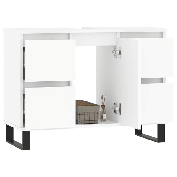 vidaXL Bathroom Cabinet White Engineered wood and iron Medium